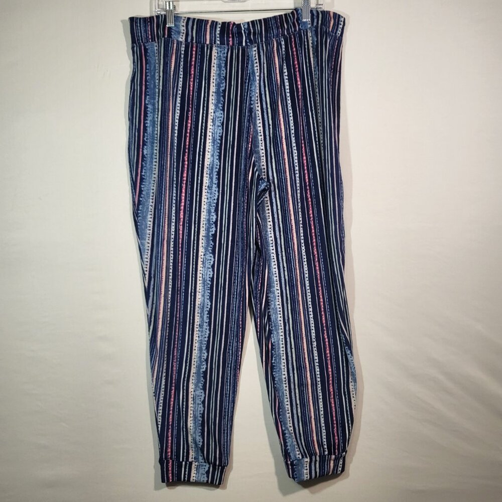 Cuddl Duds Ultra Plush Velvet Fleece Jogger Pant Size XL Blue/Pink Stripes - Picture 4 of 7